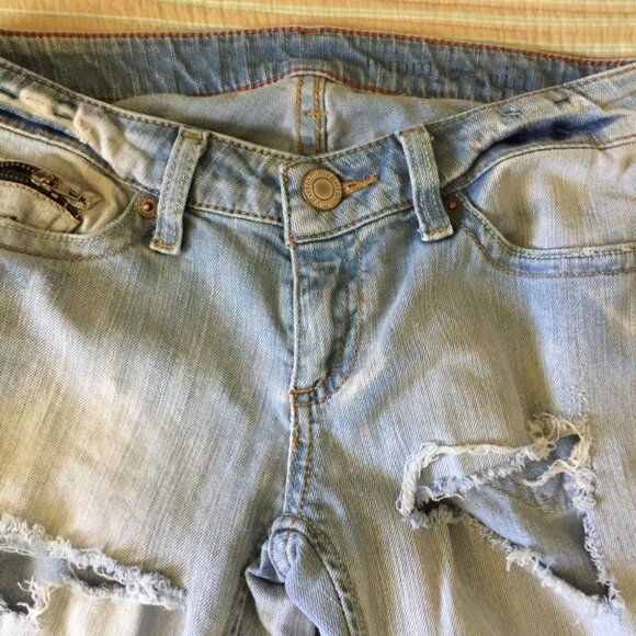 TOMMY GIRL 28 Ripped Skinny Jeans Raw Hem Pants - Picture 7 of 8